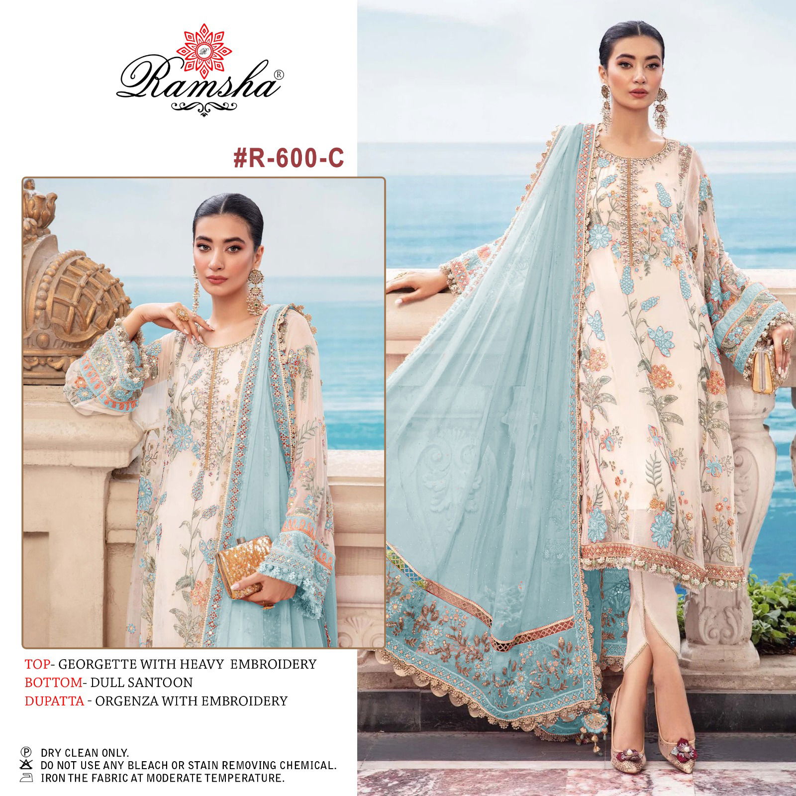 Ramsha R 600 Nx Georgette Pakistani Dress Material Catalog
